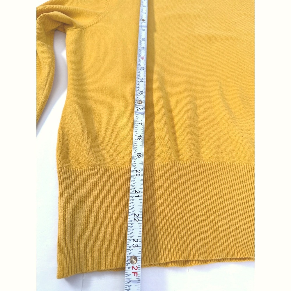 JM COLLECTION Petite Mustard Yellow Crewneck Sweater Button Cuff Women's L - Picture 5 of 9